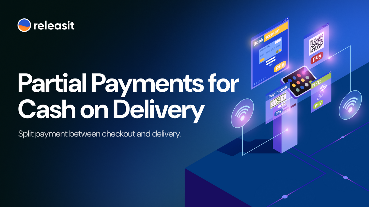 Partial payments for Cash on Delivery showing upfront payment and remaining balance at delivery