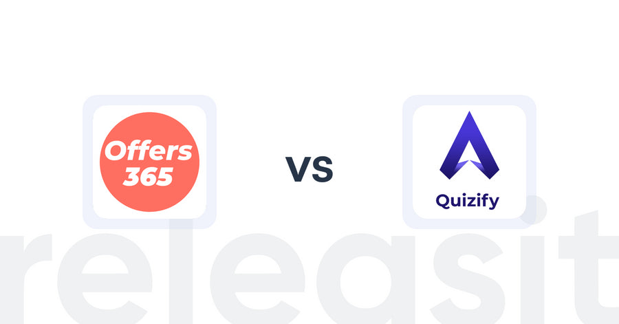 Shopify Upsell and Cross-Sell Apps: Offers365 Post Purchase Upsell vs. Quizify ‑ Product Quiz Builder