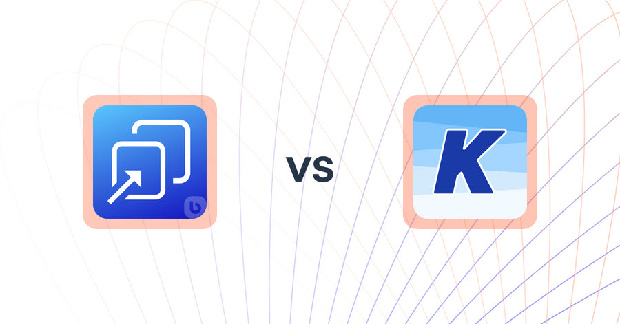Shopify Upsell and Cross-Sell Apps: BeME: Sales Pop Total vs K: Cross Sell Related Products