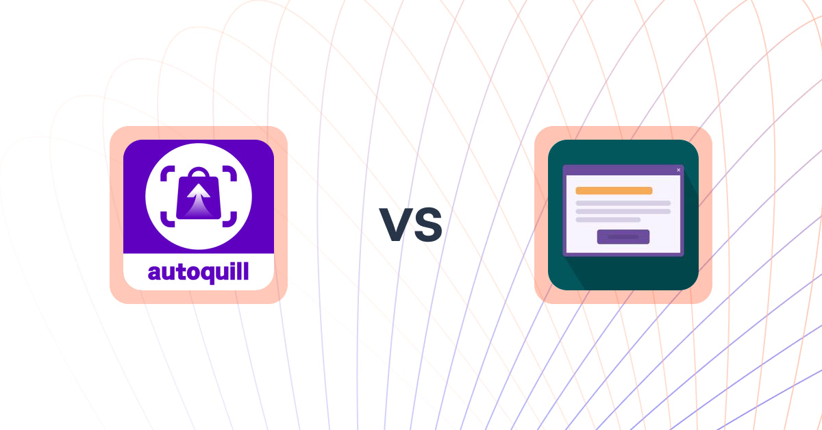 Shopify Upsell and Cross-sell Apps: AI agent Upsell ‑ autoquill vs. SmartPopup: Promotion Popup